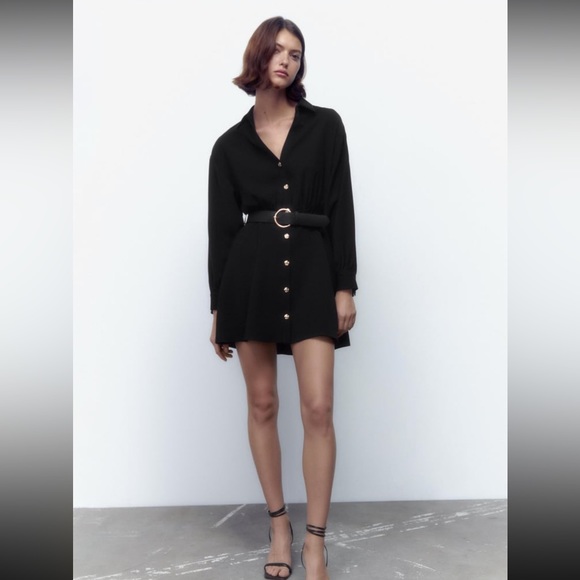 Zara | Dresses | Zara Black Shirtdress | Poshmark